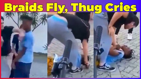 White Champ Turns Thug Into Mud Pie – Braids Explode!