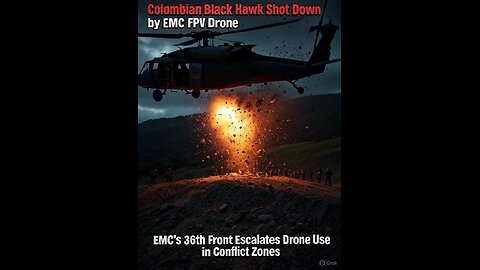 Colombian Black Hawk Shot Down by Militants From The 36th EMC Front Using FPV Drone