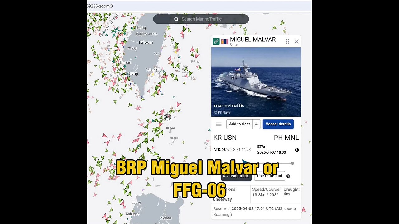 BRP Miguel Malvar (FFG-06) Guided Missile Corvette of the PN now between Taiwan and the Philippines