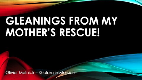 Gleanings From My Mother's Rescue- Olivier Melnick