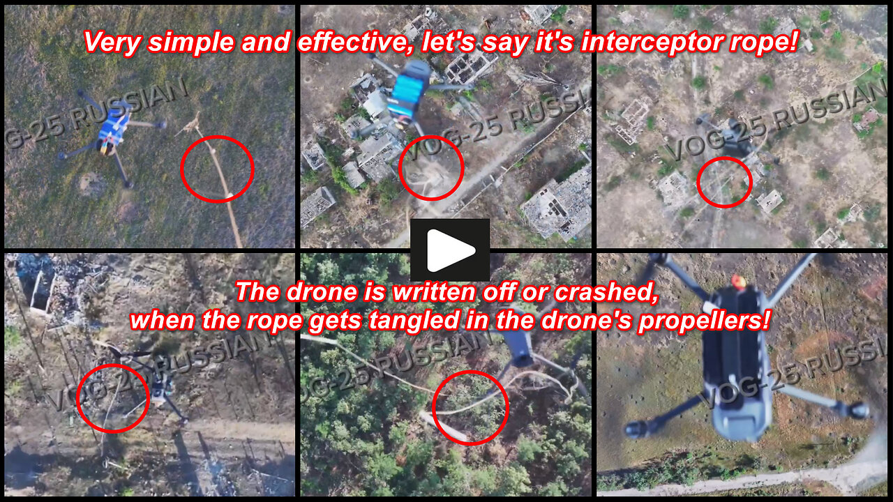 Russian drone with a "interceptor rope" knocks out Ukrainian drones