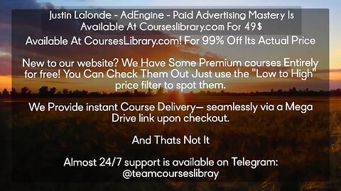 Justin Lalonde - AdEngine - Paid Advertising Mastery Is Available At Courseslibrary.com For 49$