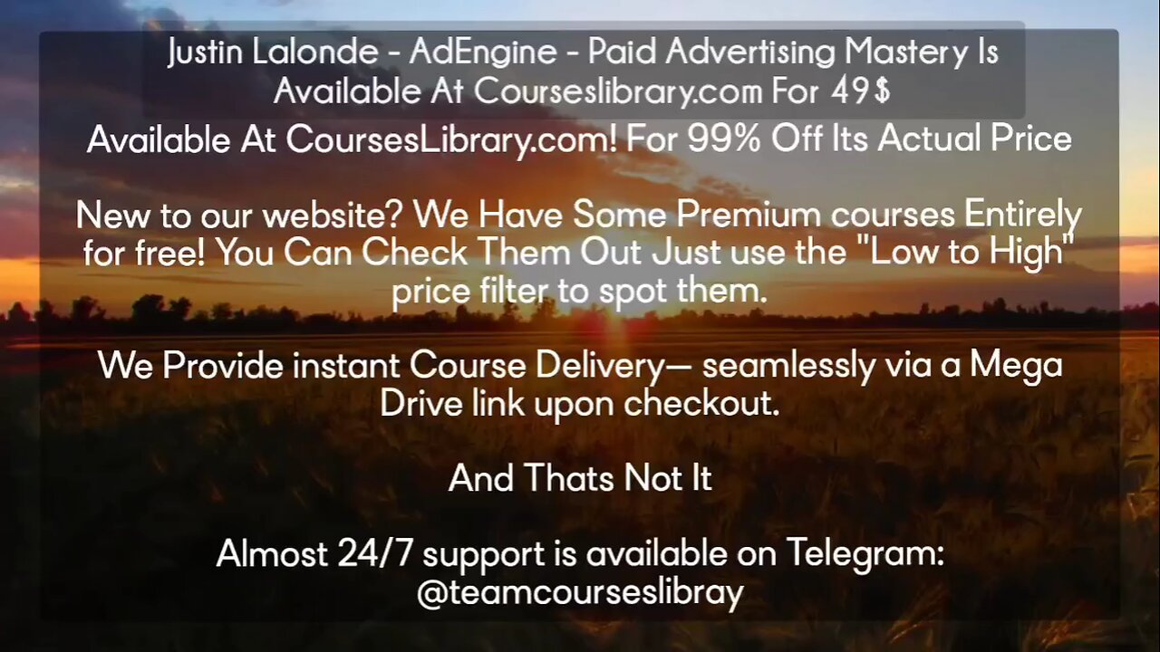 Justin Lalonde - AdEngine - Paid Advertising Mastery Is Available At Courseslibrary.com For 49$