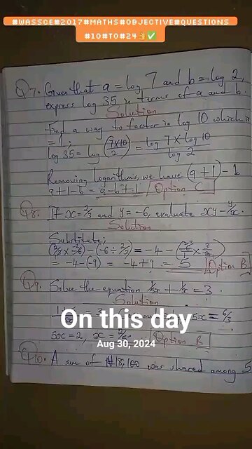 WASSCE question solutions that I posted on this day last year. #creatorsearchinsights#fyp#Whattowatc