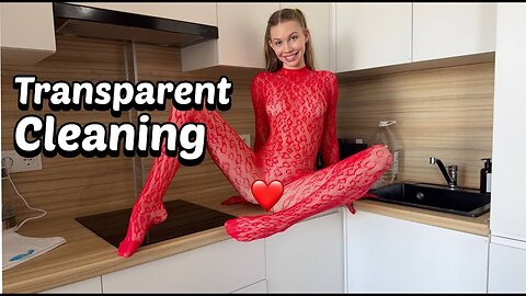 Transparent Cleaning Kitchen in a Red Suit Costume with Molly