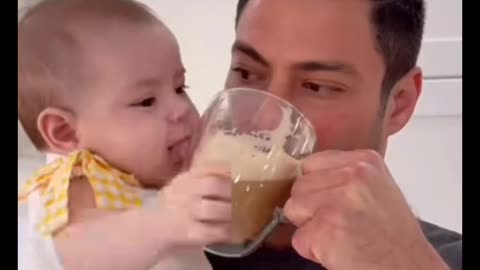 Cute Baby says Daddy Shouldn't Drink Alone | Cup War 🤣