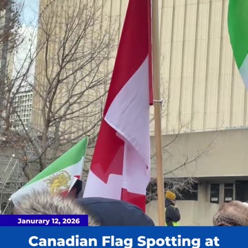 Canadian Flag Seen At Free Iran Protests in Toronto