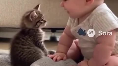 Cute Baby Playing with Cat 🍼🐾 | Funny Baby & Cat Moments 2025