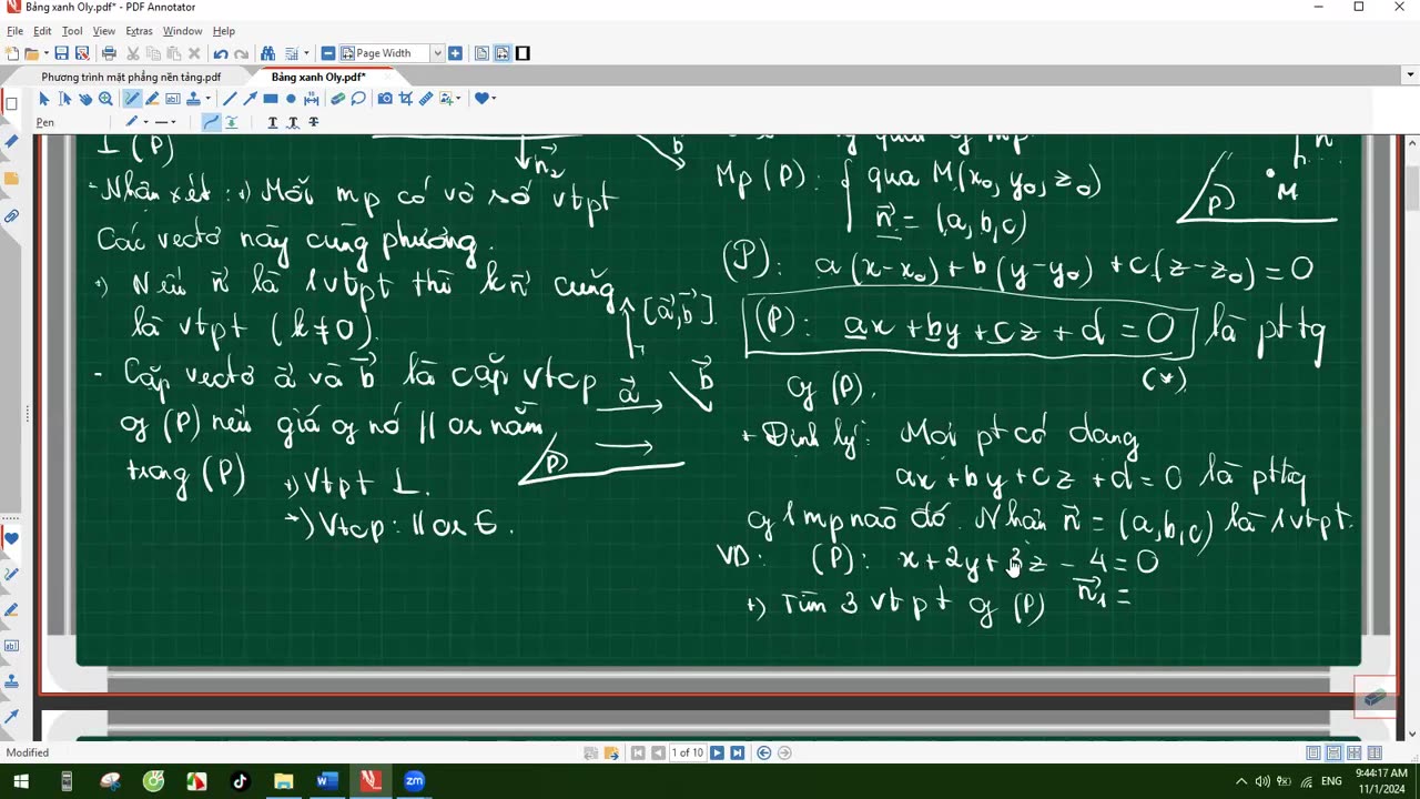 02. Phương trình mặt phẳng nền tảng