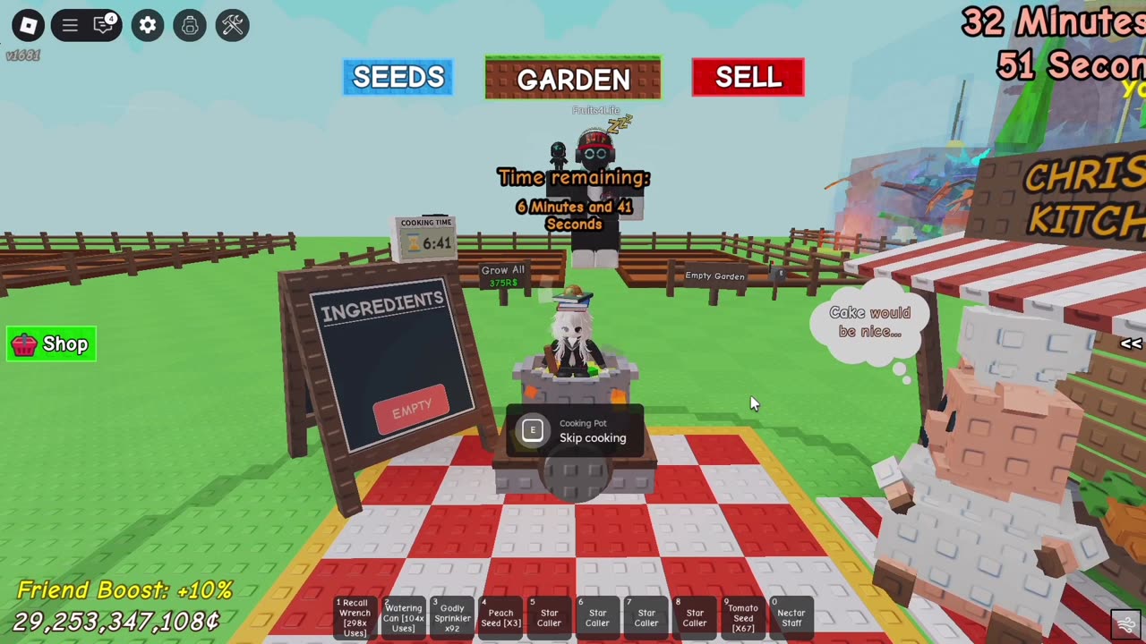 When you are waiting for the food to be finished in grow a garden be like.