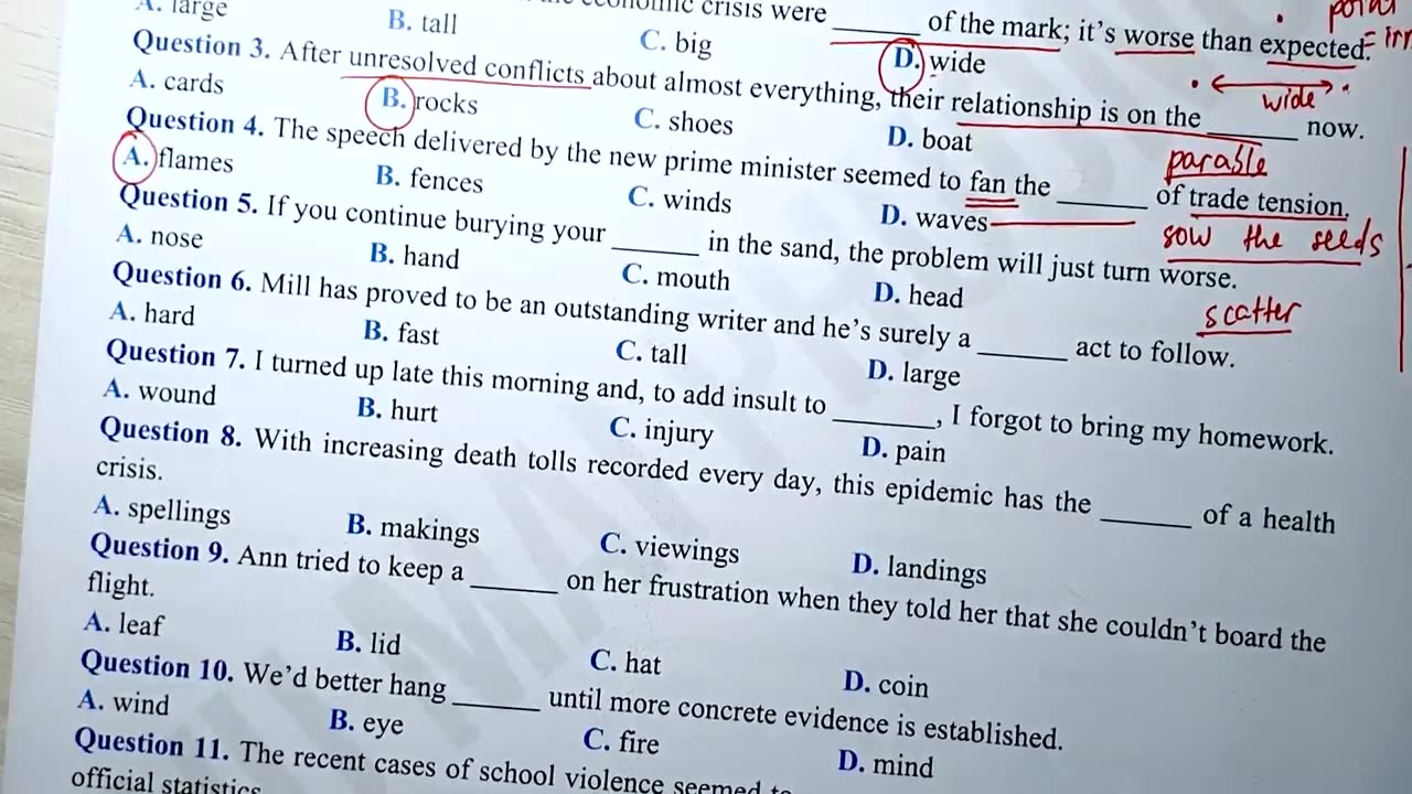 2 Bộ câu hỏi IDIOMs trọng tâm dễ trúng tủ Buổi 2