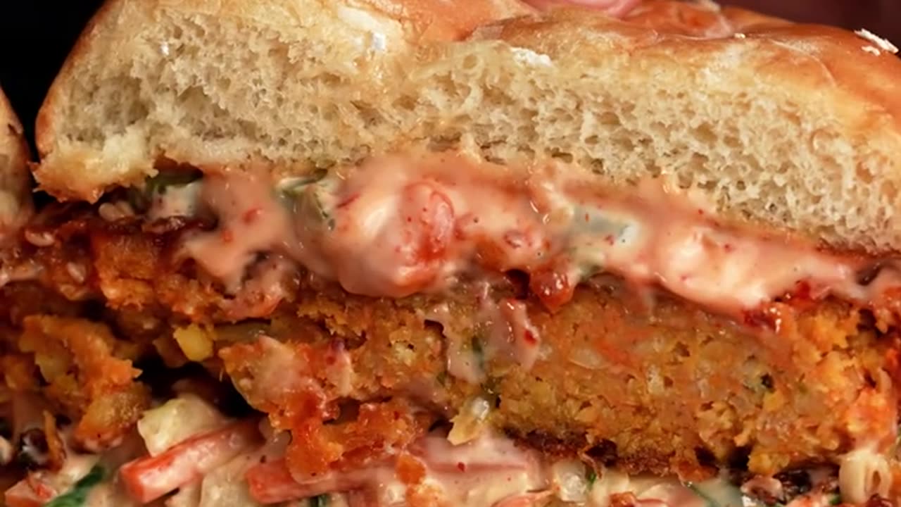 Vegan burger, its a crispy sweet potato and oat burger