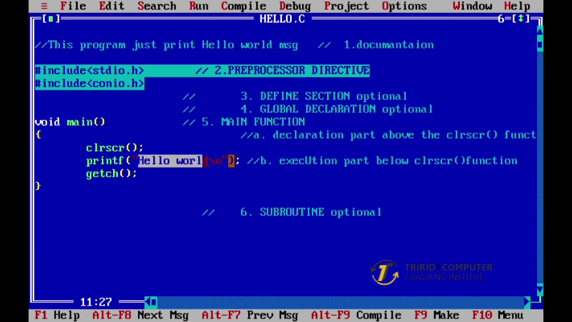 Hello World Program in C Language | First C Program Tutorial