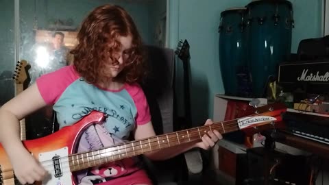 Long Away/Queen bass play along by Cara