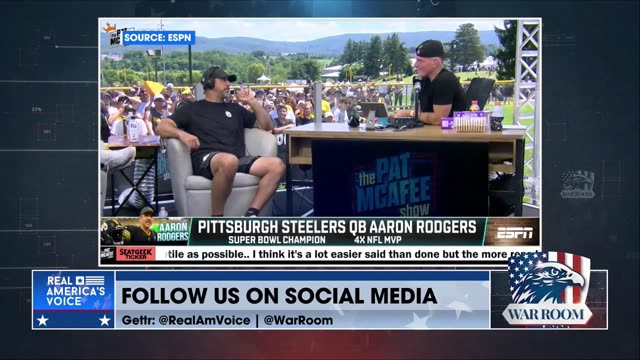 Bannon: You heard the response and support for Aaron Rodgers as he's calling out ESPN TO THEIR FACE! This is the power of Pat McAfee's show.