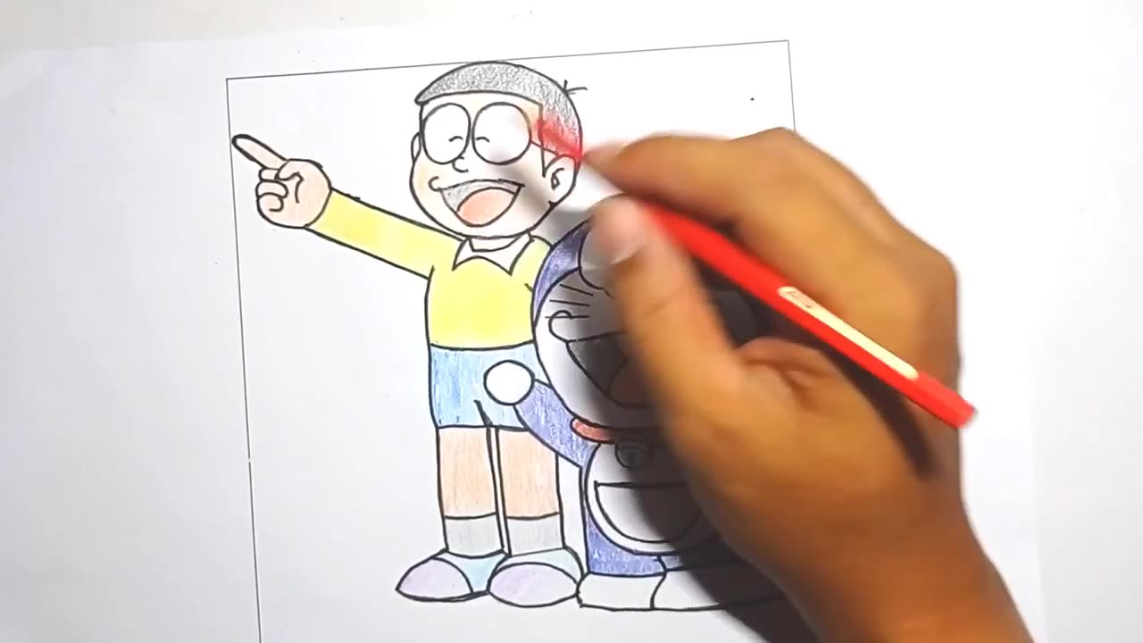 Coloring cartoon characters Nobita Doraemon || Easy and simple puwoooooooollll