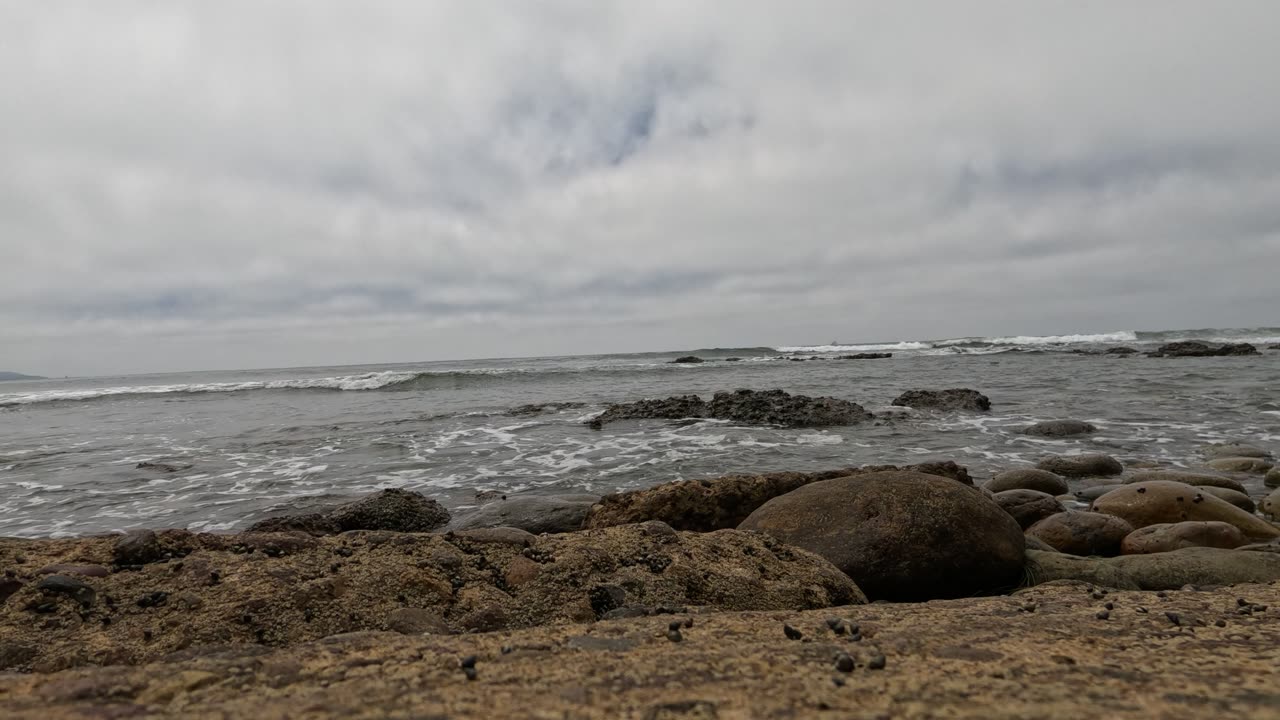 Low View Hangout of Rocky Shore and Pacific Waves #chill #zen #ocean August 2025