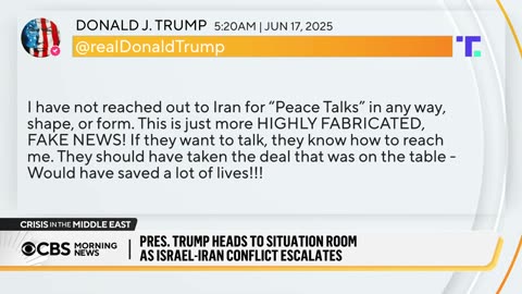 Trump heads to Situation Room as he warns everyone to "evacuate Tehran!"