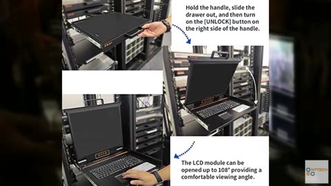 1U Rack Mount KVM Console Built-in 8 Port VGA KVM Switch, 19" Rackmount Monitor