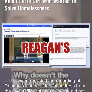 Fact Check: Video Does NOT Show Authentic Ronald Reagan Speech About Little Girl And Homelessness