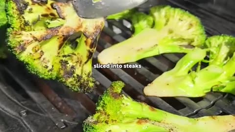 BBQ BROCCOLI STEAKS, ROASTED GARLIC YOGHURT + CHAR