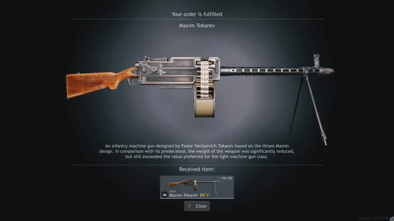 Enlisted: The Maxim–Tokarev first domestic Soviet light machine gun accepted for service.