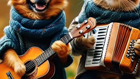 Dupla animal #dog #cat #violao #sanfona #acordeon #ia #animal #setan