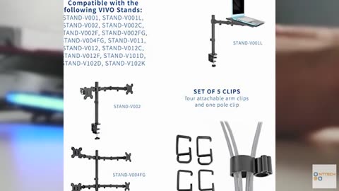 VIVO Cable Management Clips for Desk Monitor Stands, Computer Office Workstation