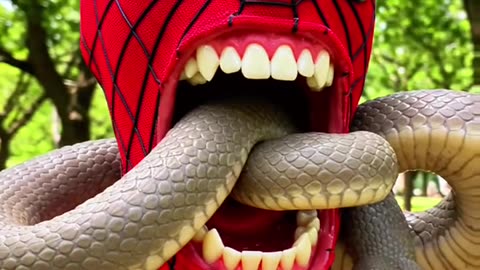 spiderman eating a snake?! #spiderman #snake #eating