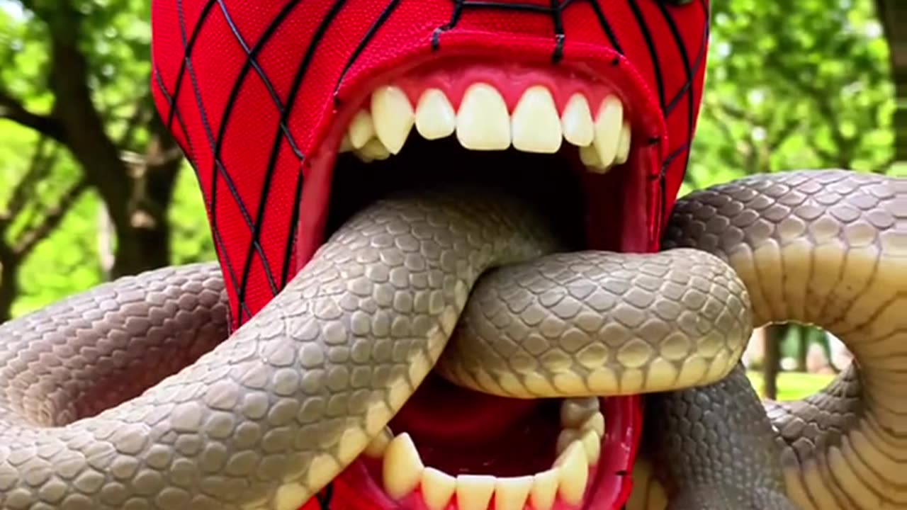 spiderman eating a snake?! #spiderman #snake #eating