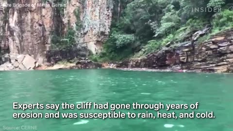 Horrifying Scene As Cliff Collapses On Tourists In Brazil