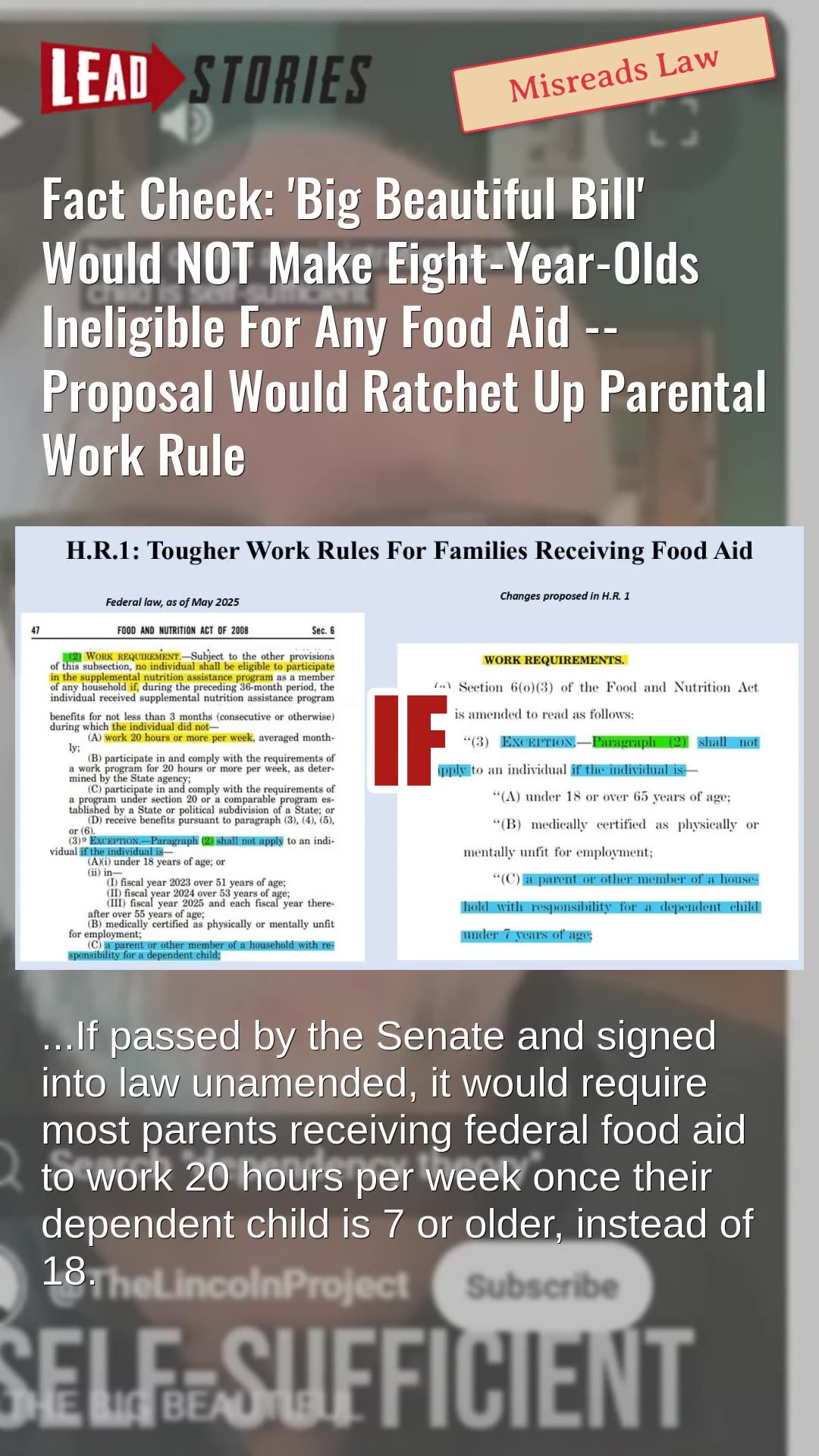 Fact Check: Big Beautiful Bill Would NOT Make Eight-Year-Olds Ineligible For Any Food Aid