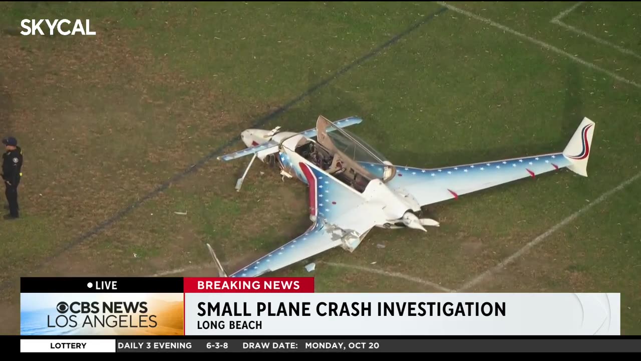 Small plane crashes in Long Beach soccer field.