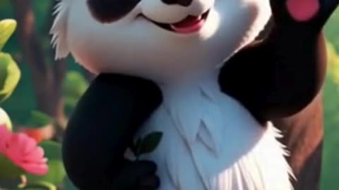 Animate adorable 3D panda characters with gentle breathing, soft blinking, natural environmental