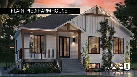 Visite 3D | Plan “Merrain” – Maison farmhouse moderne de 4 chambres | Dessins Drummond
