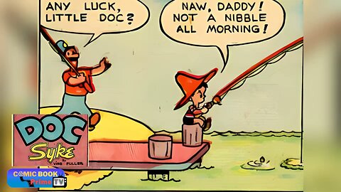 Flying fishing, Doc Syke by Ving Fuller classic underrated comic book trip funny art gag #shors