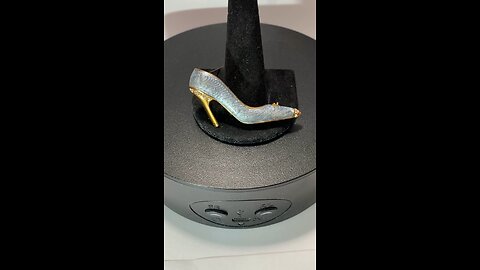 Women’s Fashion BROOCH PIN - 2” Long Swirling Gray Enamel High-Heel Shoe w/ Mini-Faux-Diamonds