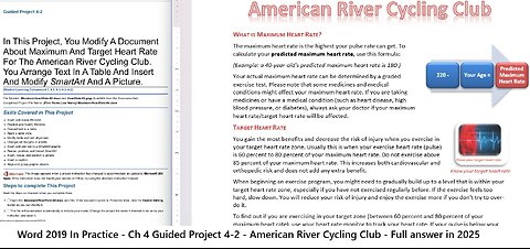 Word 2019 In Practice - Ch 4 Guided Project 4-2 - American River Cycling Club - Full 2025