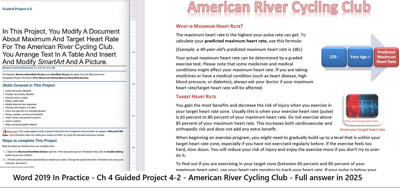 Word 2019 In Practice - Ch 4 Guided Project 4-2 - American River Cycling Club - Full 2025