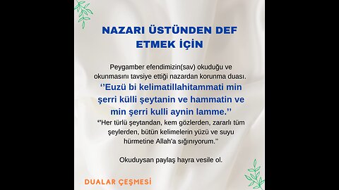 Nazarı üstünden def etmek için...