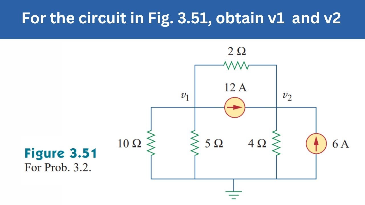 Prob 3.2 | For the circuit in Fig. 3.51, obtain v1 and v2 | FEC 4th Edition