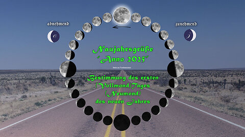 Neujahrsgrüße "Anno 2025" - Bestimmung des ersten (Vollmond)Tages (Neumond) des neuen Jahres.