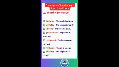 Descriptive Vocabulary for different food conditions in English #english #grammar #food #shorts