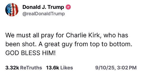 Charlie Kirk ist verstorben. Beileid an die Familie.