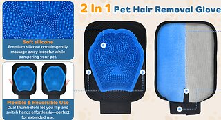 2 in 1 Double Sided Pet Hair Removal Glove for Cats & Dogs from Cuipingoo