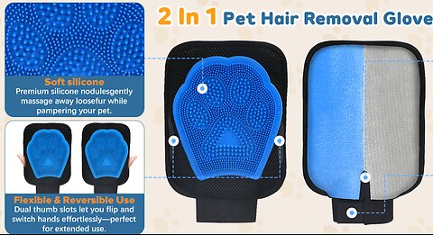 2 in 1 Double Sided Pet Hair Removal Glove for Cats & Dogs from Cuipingoo