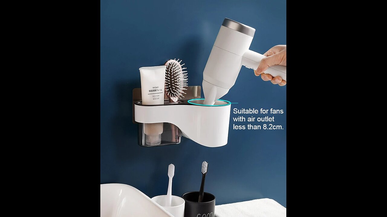Punch-Free Bathroom Hair Dryer Wall Shelf with Comb, Razor Racks, for Storing Toilet Bathroom Items