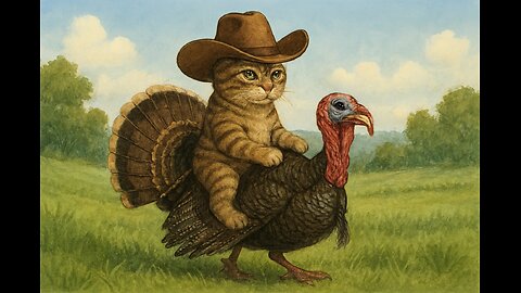 Cowboy Cat Turkey Rider