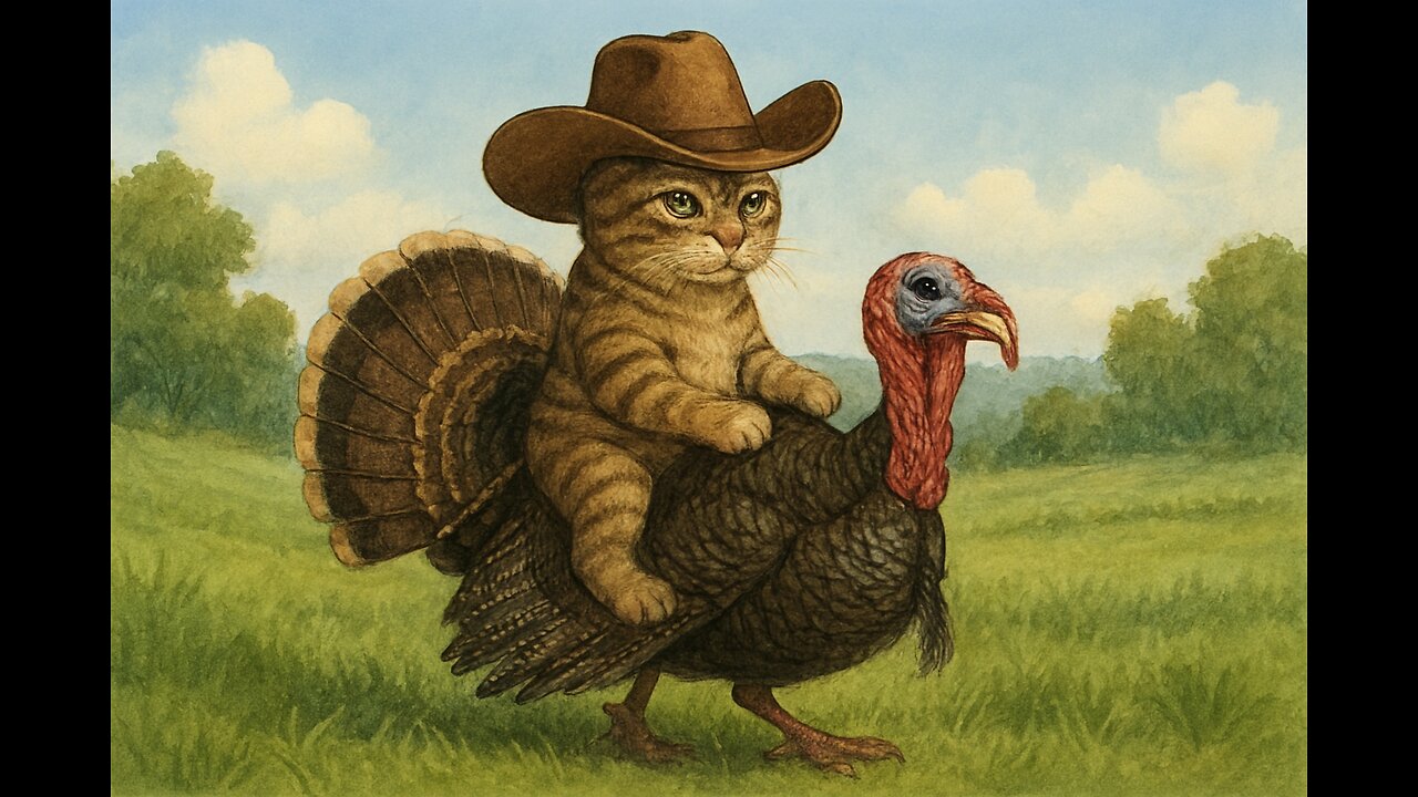Cowboy Cat Turkey Rider