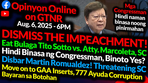 Hindi Naman Binasa Noong Pinirmahan - Marcoleta on Impeachment | GTNR Ka Mentong Ka Ado
